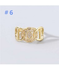 U.S and European Rhinestone Inlaid Geometric Minimalist Design Women Wholesale Costume Ring - Design 6