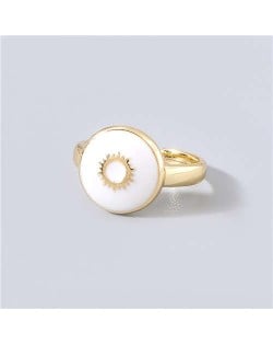 Street Fashion Oil-spot Glazed Round Shape Sun Design Wholesale Women Hip-hop Ring