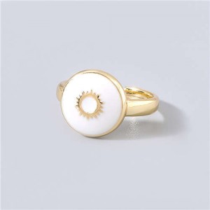 Street Fashion Oil-spot Glazed Round Shape Sun Design Wholesale Women Hip-hop Ring