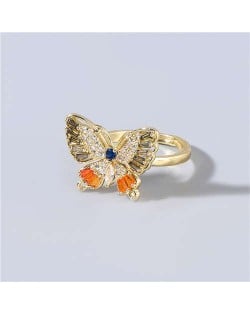 Super Shining Rhinestone Embellished Gorgeous Butterfly High Fashion Women Wholesale Costume Ring - Gray