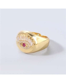 U.S. Delicate Fashion Rhinestone Inlaid Eye Popular Womon Open-end Wholesale Costume Ring - Red