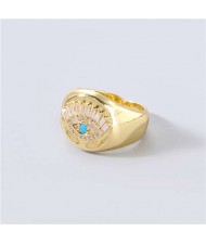 U.S. Delicate Fashion Rhinestone Inlaid Eye Popular Womon Open-end Wholesale Costume Ring - Blue