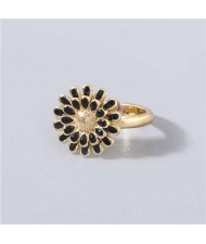 Adorable Sweet Flower Korean Fashion Women Oil-spot Glazed Wholesale Open-end Ring - Black