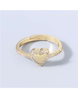 Heart Shape Rhinestone Inlaid Classic Design Korean High Fashion Women Boutique Fashion Ring