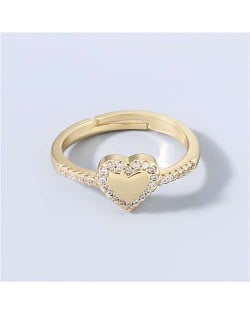 Heart Shape Rhinestone Inlaid Classic Design Korean High Fashion Women Boutique Fashion Ring