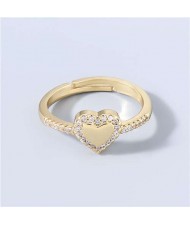 Heart Shape Rhinestone Inlaid Classic Design Korean High Fashion Women Boutique Fashion Ring