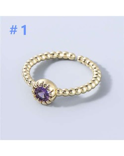 U.S. Fashion Purple Rhinestone Inlaid Women Golden Wholesale Jewelry Costume Ring