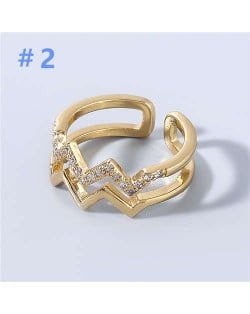 U.S. Fashion Rhinestone Inlaid Geometric Design Women Wholesale Jewelry Costume Ring