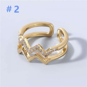 U.S. Fashion Rhinestone Inlaid Geometric Design Women Wholesale Jewelry Costume Ring