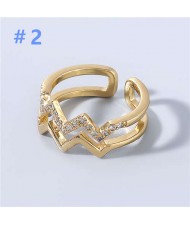 U.S. Fashion Rhinestone Inlaid Geometric Design Women Wholesale Jewelry Costume Ring