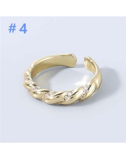 U.S. Fashion Rhinestone Inlaid Weaving Thread Design Women Wholesale Costume Ring