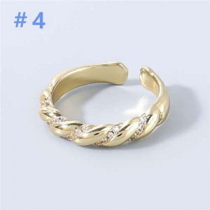 U.S. Fashion Rhinestone Inlaid Weaving Thread Design Women Wholesale Costume Ring