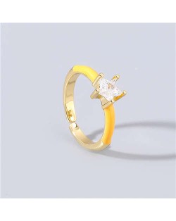 Rhinestone Inlaid Classic Pentagram Design Party Fashion Bling Style Open-end Costume Ring - Orange