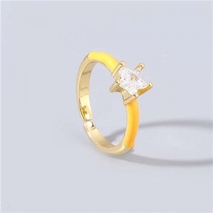 Rhinestone Inlaid Classic Pentagram Design Party Fashion Bling Style Open-end Costume Ring - Orange