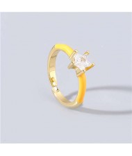 Rhinestone Inlaid Classic Pentagram Design Party Fashion Bling Style Open-end Costume Ring - Orange