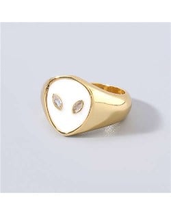 Creative Alien Unique Design Popular Fashion Women Wholesale Costume Ring - White