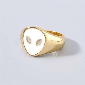 Creative Alien Unique Design Popular Fashion Women Wholesale Costume Ring - White
