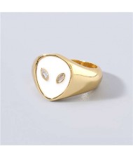 Creative Alien Unique Design Popular Fashion Women Wholesale Costume Ring - White