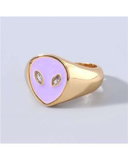 Creative Alien Unique Design Popular Fashion Women Wholesale Costume Ring - Purple