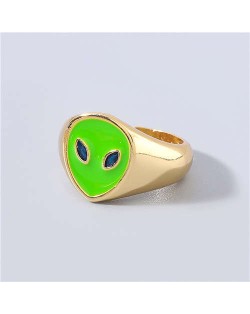 Creative Alien Unique Design Popular Fashion Women Wholesale Costume Ring - Green