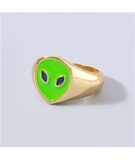 Creative Alien Unique Design Popular Fashion Women Wholesale Costume Ring - Green