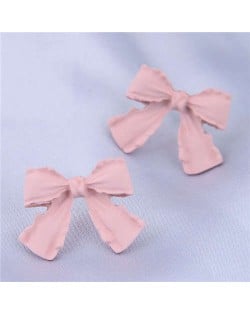 Wholesale Jewelry Korean Fashion Sweet Bow-knot Office Lady Earrings - Pink