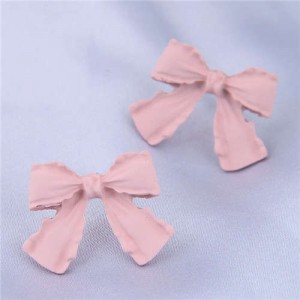 Wholesale Jewelry Korean Fashion Sweet Bow-knot Office Lady Earrings - Pink