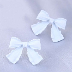 Wholesale Jewelry Korean Fashion Sweet Bow-knot Office Lady Earrings - White
