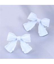 Wholesale Jewelry Korean Fashion Sweet Bow-knot Office Lady Earrings - White