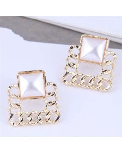 Business Style Unique Hollow-out Square Wholesale Fashion Women Alloy Earrings