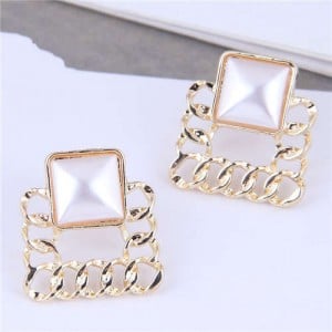 Business Style Unique Hollow-out Square Wholesale Fashion Women Alloy Earrings