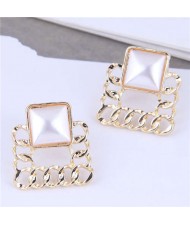 Business Style Unique Hollow-out Square Wholesale Fashion Women Alloy Earrings