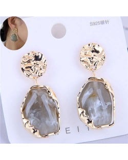 Bold Fashion Irregular Stone Design Women Wholesale Jewelry Costume Earrings - Gray