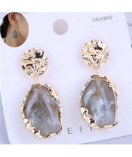 Bold Fashion Irregular Stone Design Women Wholesale Jewelry Costume Earrings - Gray