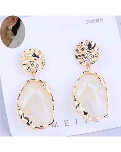 Bold Fashion Irregular Stone Design Women Wholesale Jewelry Costume Earrings - Red