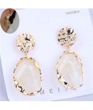 Bold Fashion Irregular Stone Design Women Wholesale Jewelry Costume Earrings - White