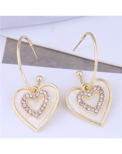 Romantic Peach Heart Shape Pendant Wholesale Fashion Jewelry Hoop Earrings - White