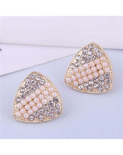 Bling Rhinestone Paved Abstract Triangle Geometric Shape Wholesale Korean Fashion Earrings