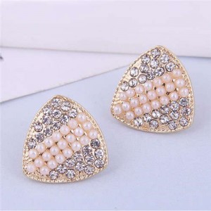 Bling Rhinestone Paved Abstract Triangle Geometric Shape Wholesale Korean Fashion Earrings