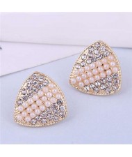 Bling Rhinestone Paved Abstract Triangle Geometric Shape Wholesale Korean Fashion Earrings