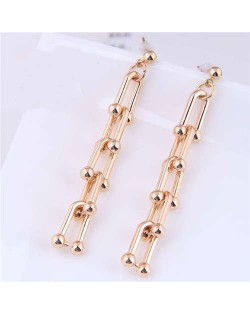 Popular Punk Style Wholesale Jewelry Long Chain Dangle Alloy Costume Earrings - Golden
