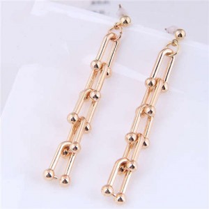 Popular Punk Style Wholesale Jewelry Long Chain Dangle Alloy Costume Earrings - Golden