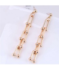Popular Punk Style Wholesale Jewelry Long Chain Dangle Alloy Costume Earrings - Golden