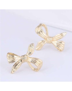 Elegant Style Minimalist Bow-knot Wholesale Jewelry Women Golden Alloy Earrings