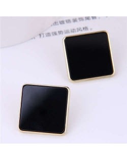 Wholesale Fashion Jewelry Minimalist Square Design Business Women Style Stud Earrings - Black