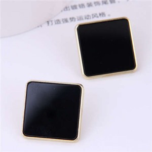 Wholesale Fashion Jewelry Minimalist Square Design Business Women Style Stud Earrings - Black
