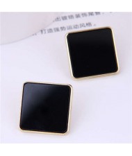 Wholesale Fashion Jewelry Minimalist Square Design Business Women Style Stud Earrings - Black