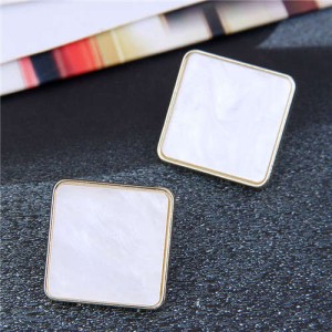 Wholesale Fashion Jewelry Minimalist Square Design Business Women Style Stud Earrings - White