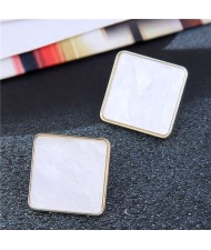 Wholesale Fashion Jewelry Minimalist Square Design Business Women Style Stud Earrings - White