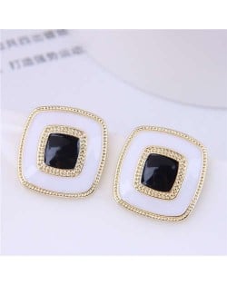 Alloy Carved Decorated Simple Design Square Women Vintage Wholesale Statement Earrings - White